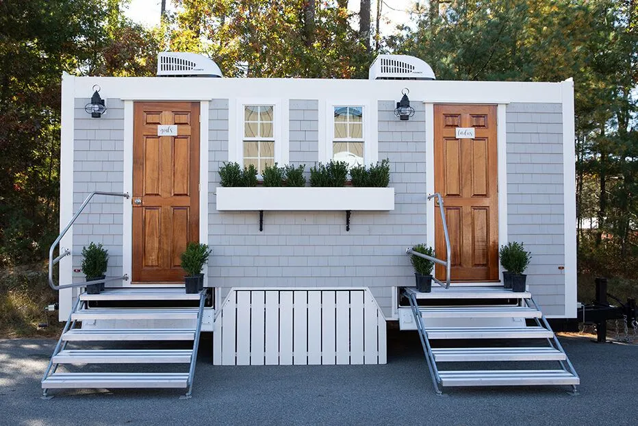 Wedding restroom units discretely staged at a venue in Newport News, Virginia
